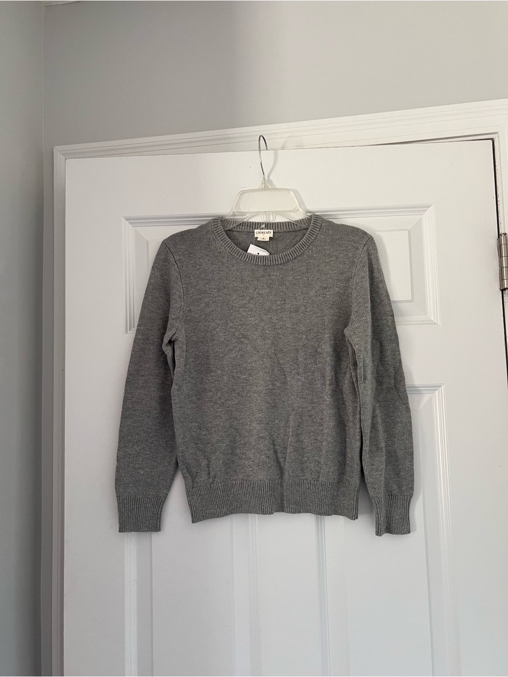 Crewcuts Sweater Boy Gray Elbow Patches Cotton/Merino Wool Crewneck Prep SZ 8